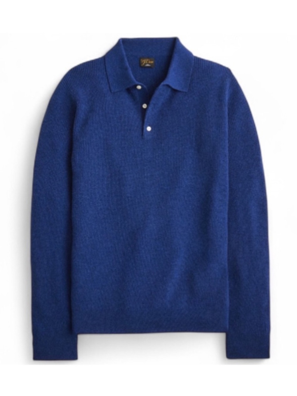 J. Crew 100% Cashmere Blue Ribbed Sweater Polo Size Men’s Large (NWT)